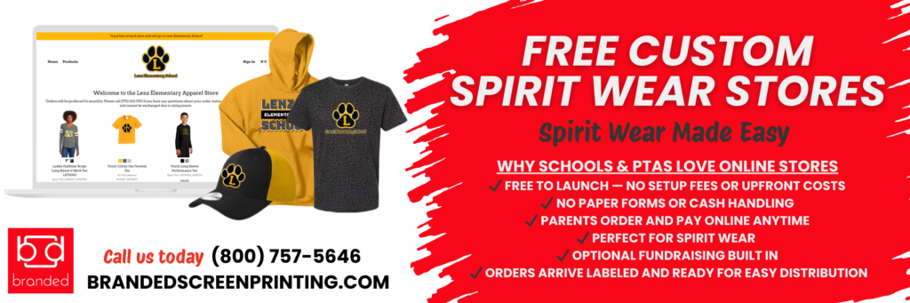 Run winter spirit wear and school fundraisers with a free online store. Easy online ordering for families, optional fundraising, and no paperwork for schools or PTAs.