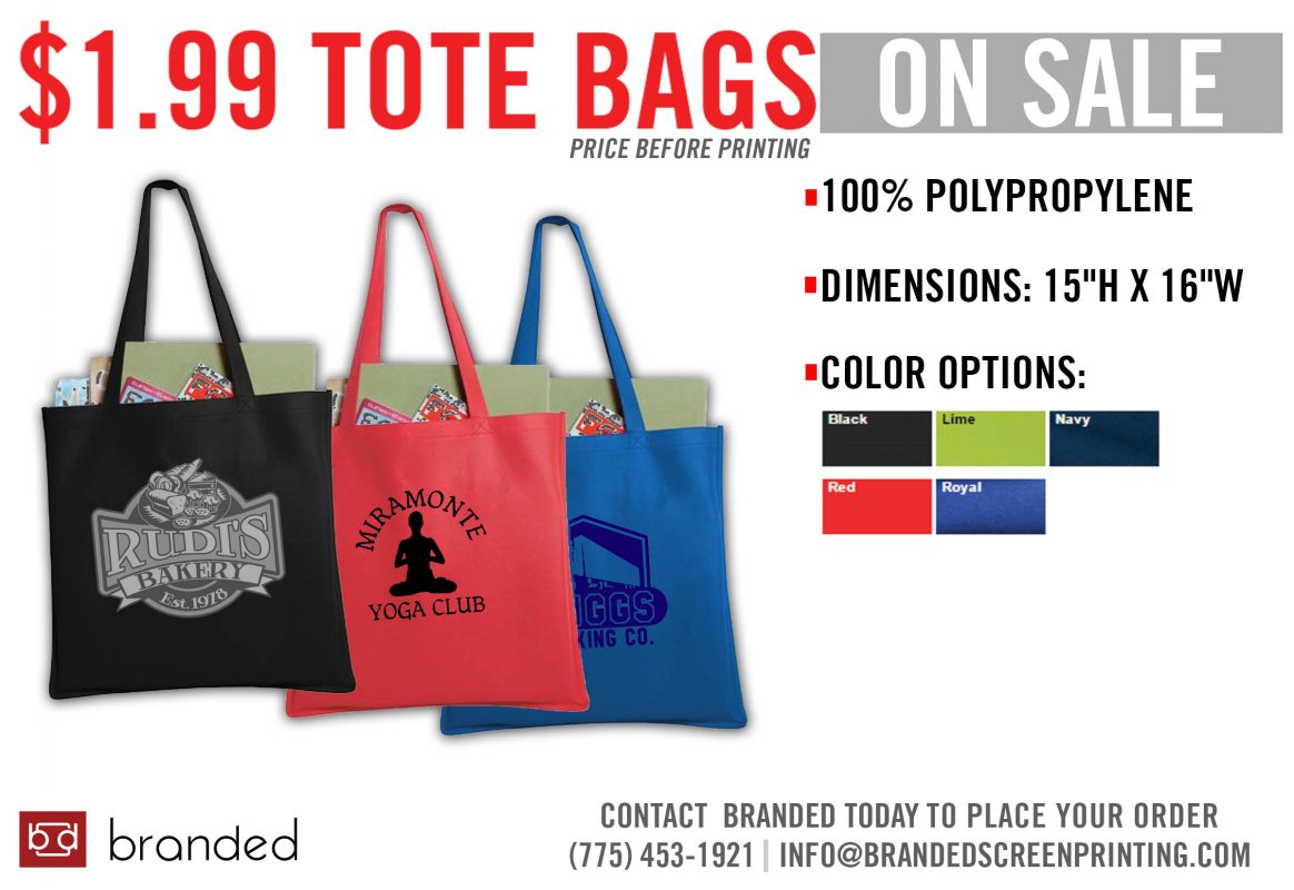 $1.99 Custom Tote Bags On Sale- Only at Branded | BRANDED